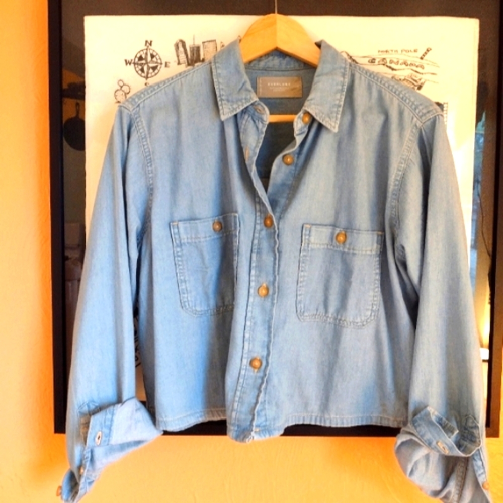 Everlane cropped denim shirt in organic cotton
